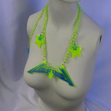 Milky Neon Yellow and Blue Electro Logo Pendant