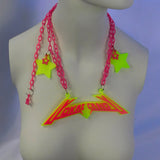 Milky Neon Yellow and Neon Pink Electro Logo Pendant