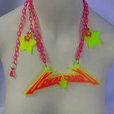 Milky Neon Yellow and Neon Pink Electro Logo Pendant