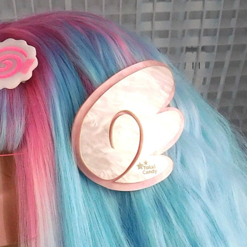 White and Pastel Pink Pearl Chibi Wing Barrettes