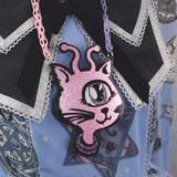 Pink and Mauve Glitter Alien Cat Pendant (1-2 Weeks)
