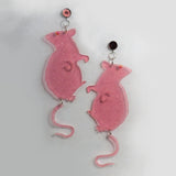 Pink Transparent Glitter Rat Earrings