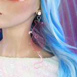 Pink Transparent Glitter Rat Earrings