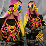 Neon Pink Yellow and Hologram Vinyl Star Top :: 2-6 weeks ::