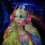 Hot Pink and Rainbow Hexagon Headgear :: 2-6 weeks ship::