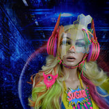 Hot Pink and Rainbow Hexagon Headgear :: 2-6 weeks ship::