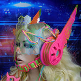 Hot Pink and Rainbow Hexagon Headgear :: 2-6 weeks ship::