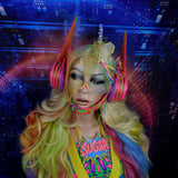 Hot Pink and Rainbow Hexagon Headgear :: 2-6 weeks ship::