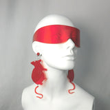 Red Glitter Curve Visor