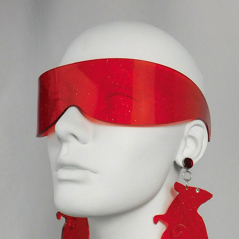 Red Glitter Curve Visor