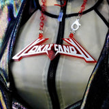 White and Red Transparent Glitter Electro Logo Pendant