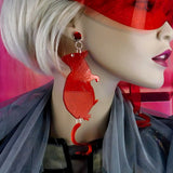 Red Transparent Glitter Rat Earrings