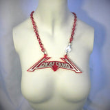 White and Red Transparent Glitter Electro Logo Pendant