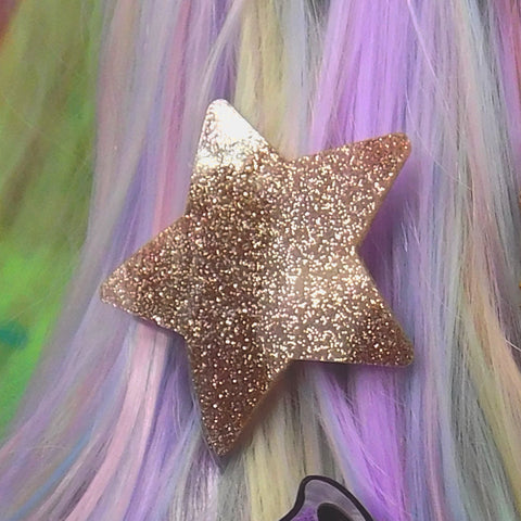 Rose Gold Glitter Star Hair Clip