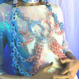Blue Pink and Clear Hologram Glitter Pastel Heart-breaker Top ::2-6 weeks ship::