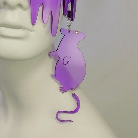 Light Purple Transparent Rat Earrings