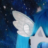 White and Water Blue Pearl Chibi Wing Barrettes