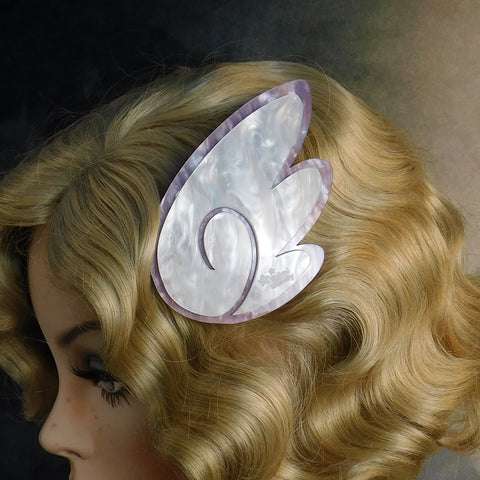 White and Lilac Pearl Chibi Wing Barrettes