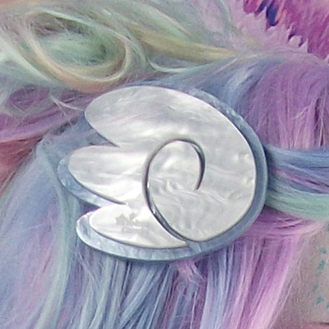 White and Sax Blue Pearl Chibi Wing Barrettes